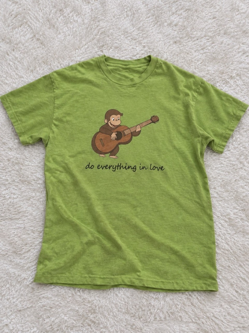 Curious Monkey Guitar Gildan Green Graphic Tee